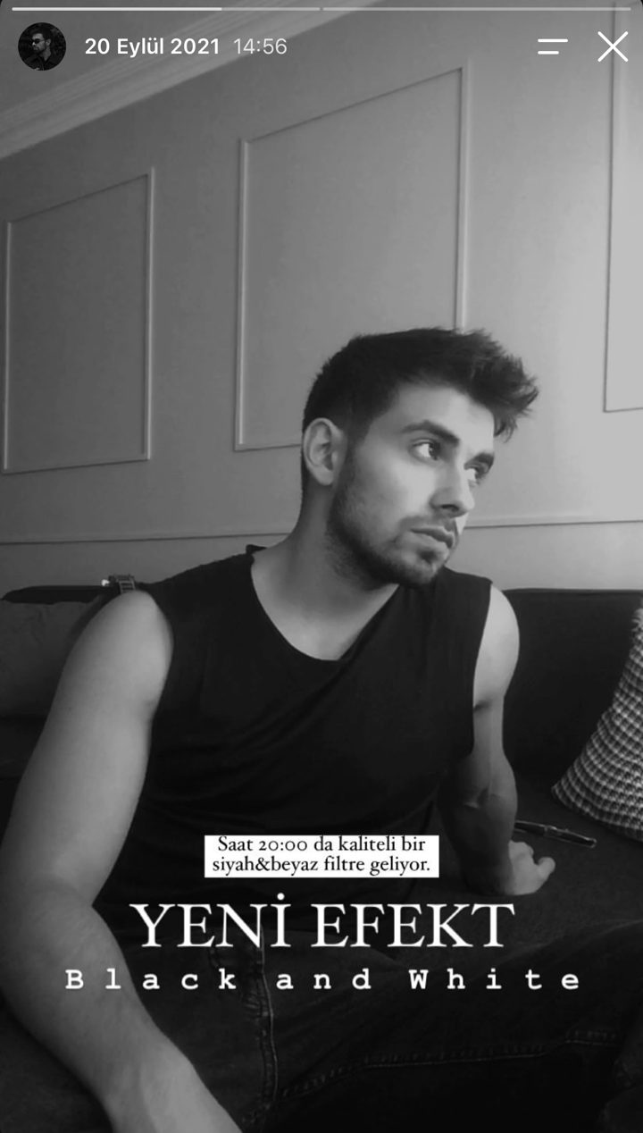 Black and White efektini duyuran Instagram story’si, 20 Eylül 2021